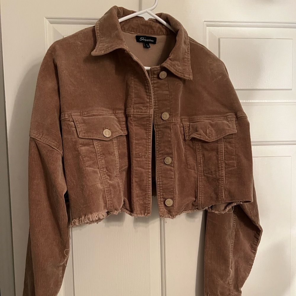 Womens cropped brown corduroy jacket